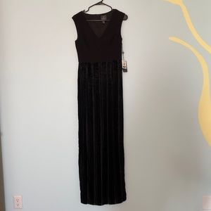 Long black velvet prom dress